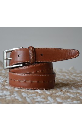 Ceint. MARRON surpiqûre beige