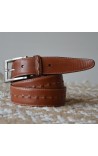 Ceint. MARRON surpiqûre beige