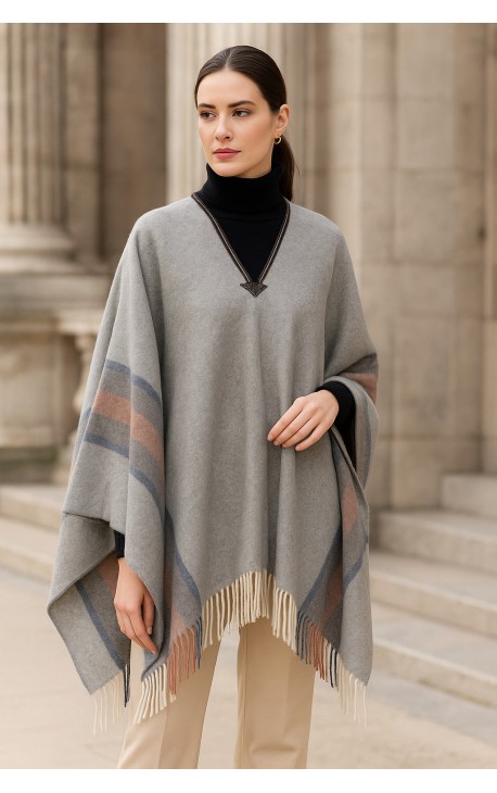 Poncho Mérinos Norteno GRIS CLAIR