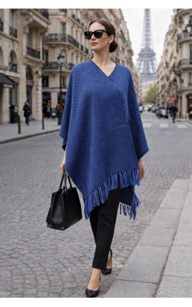 RUANA Baby Alpaga KIQUIN Bleu/Noir