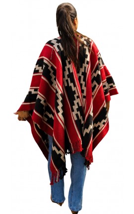 Poncho PAMPA Negro Rojo